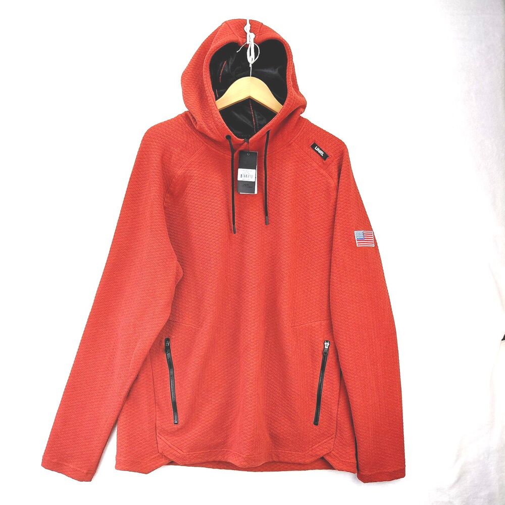 UNRL Elevation Hoodie Men 2XL Orange NWT Texture Performance Pullover Sweatshirt